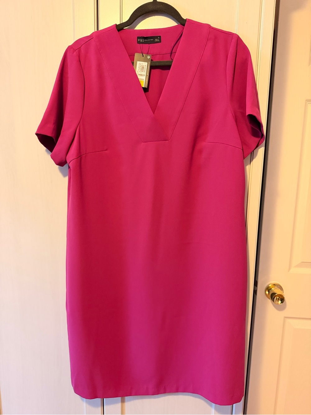 M&S Bright Magenta V-Neck Shift Dress